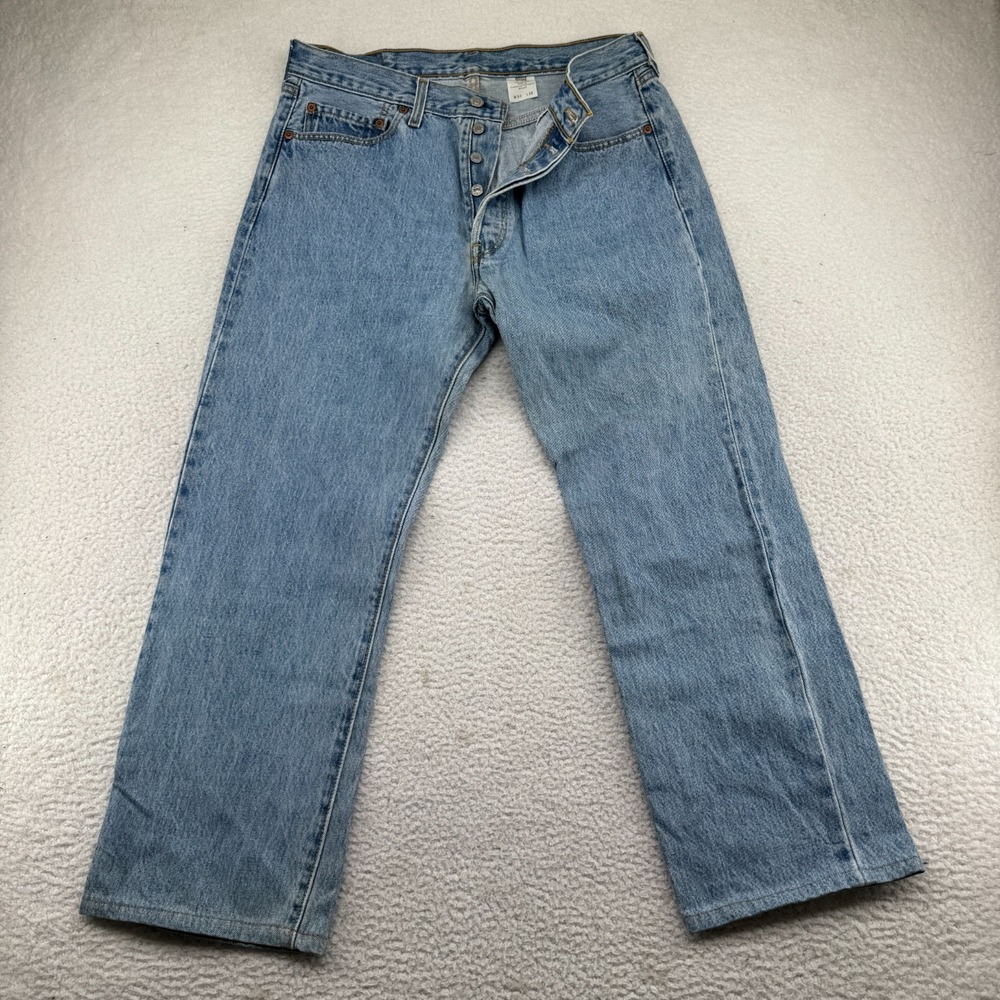 VTG Levis 501 Jeans Mens 34x32 (Fit 34x28) Light Wash Button Fly Denim Pants Y2K